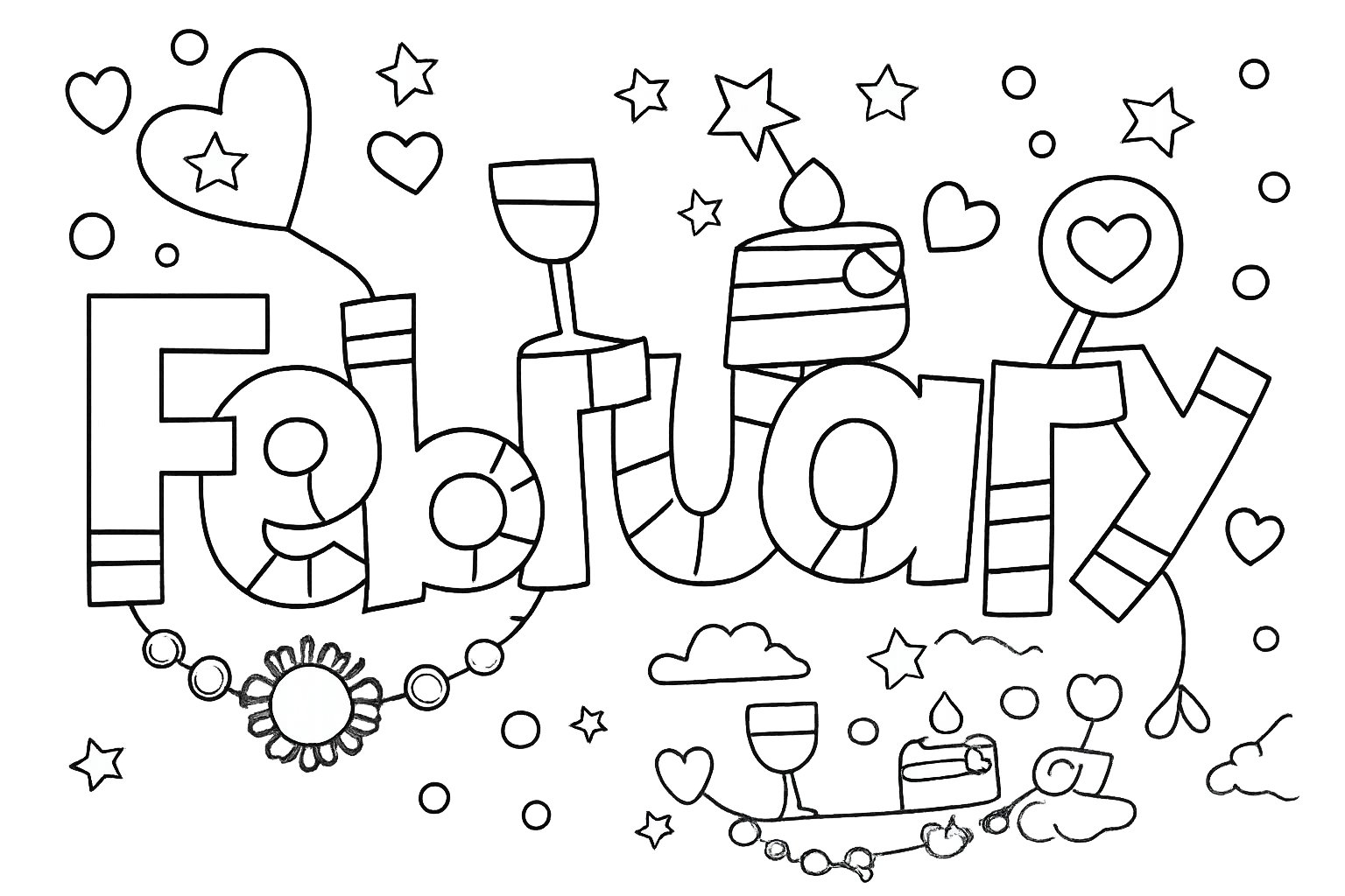 Coloriage Februari dessin au trait