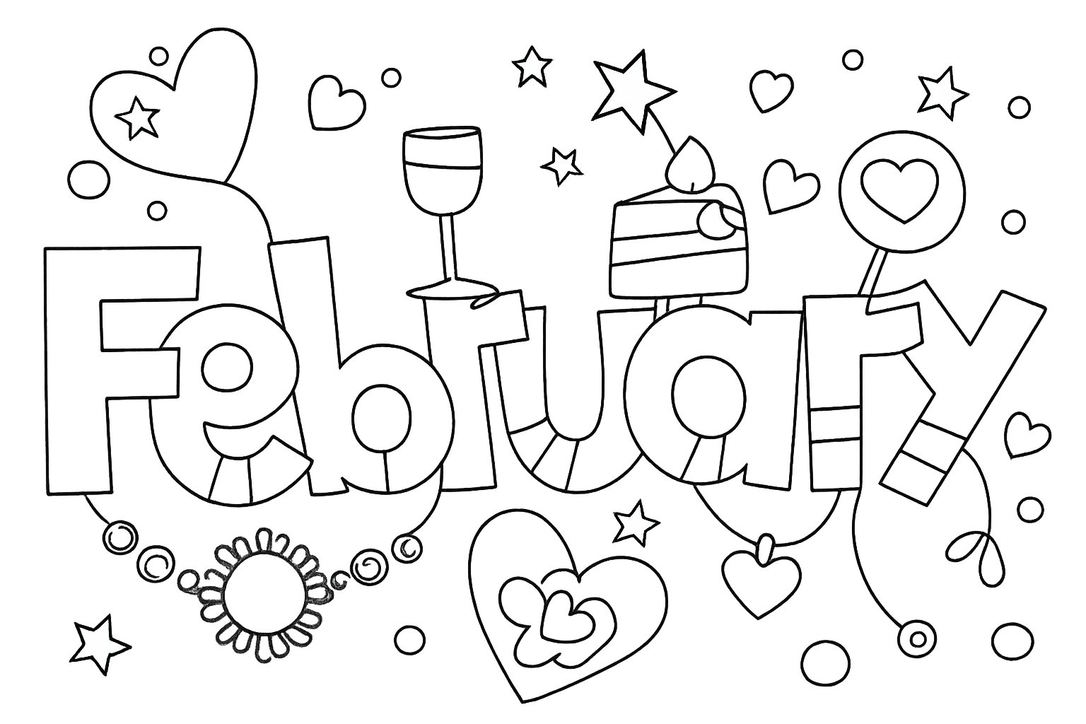 Coloriage Februari dessin au trait