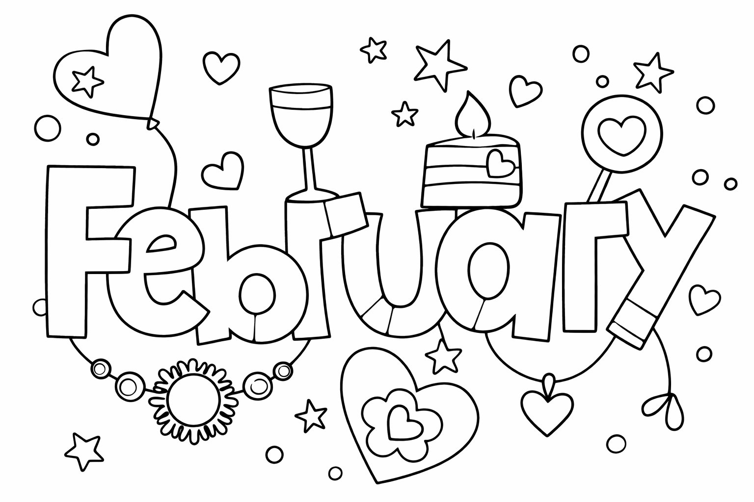 Coloriage Februari dessin au trait