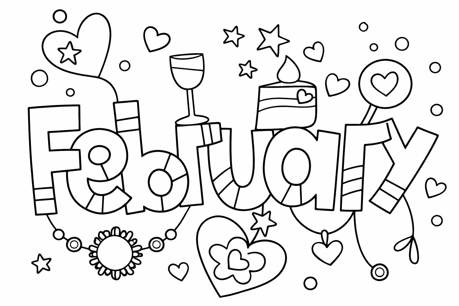 Coloriage Februari dessin au trait