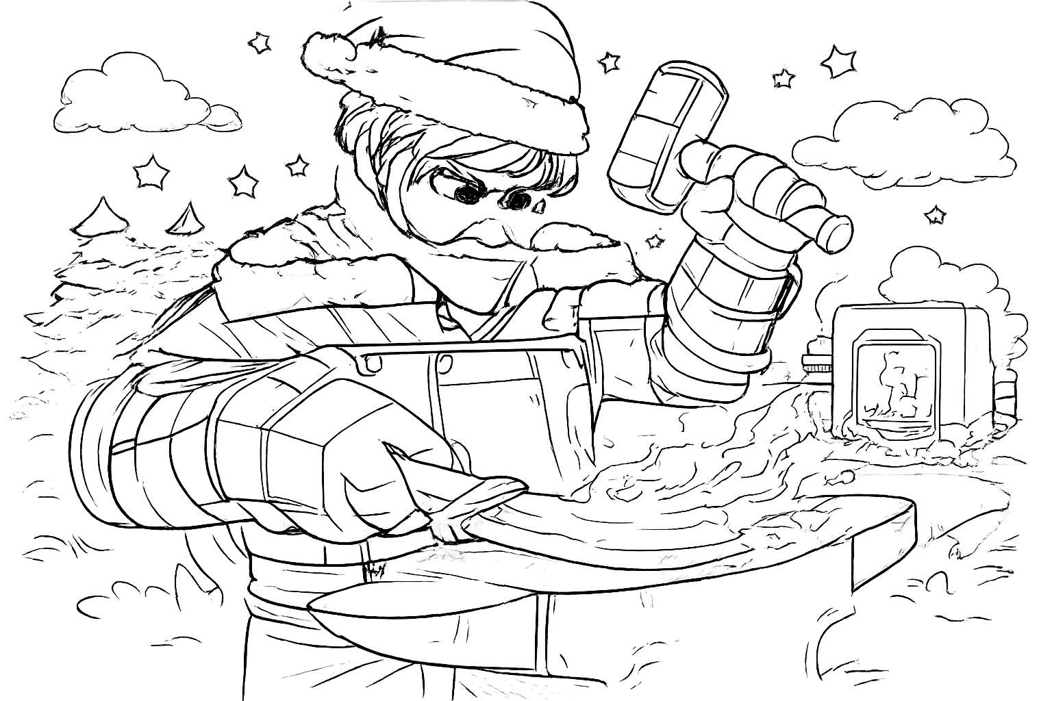 The Forge Roblox kleurplaat - zwart-wit lijntekening