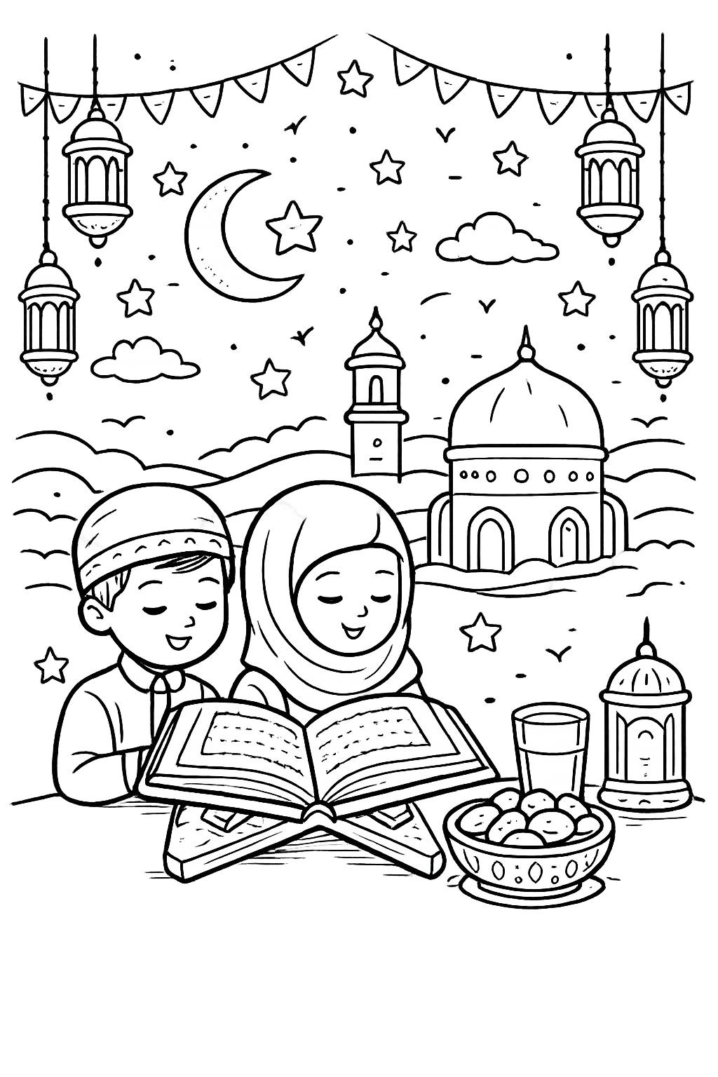 Ramadan coloring page line art