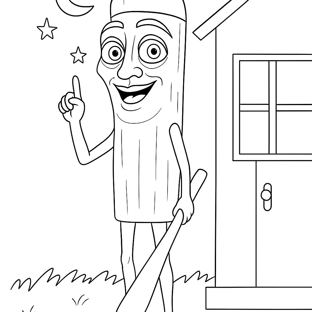 Tung Tung Tung Sahur Variant 2 coloring page for children