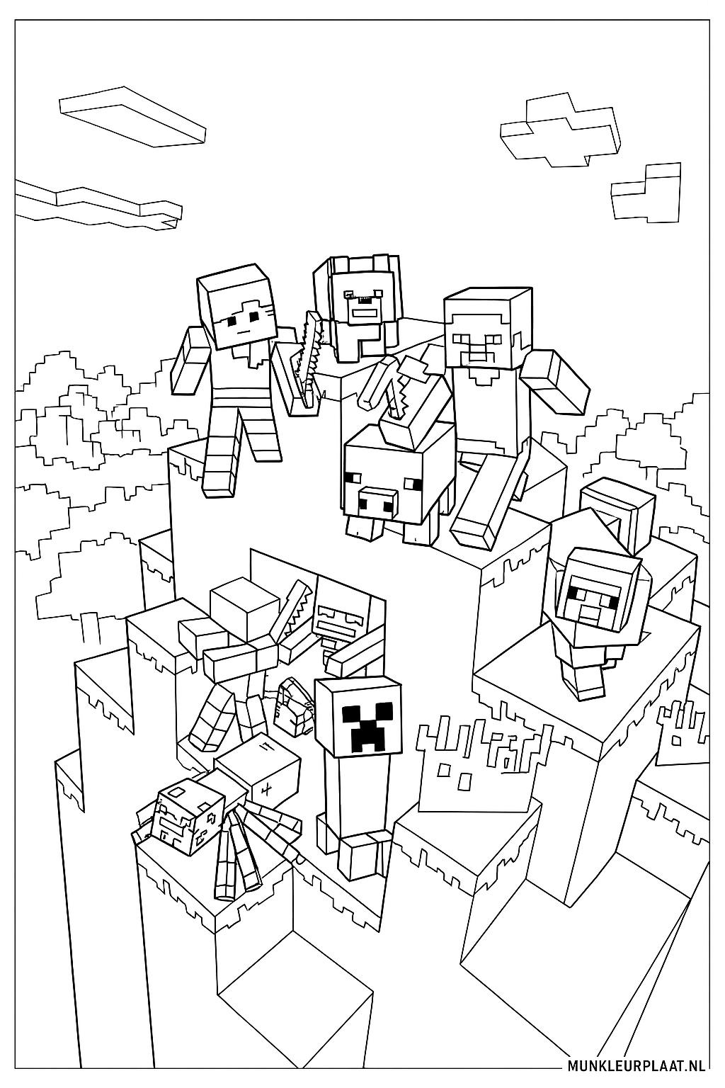Feuille de coloriage Minecraft gratuite - Variante 3 Feuille de coloriage pour enfants