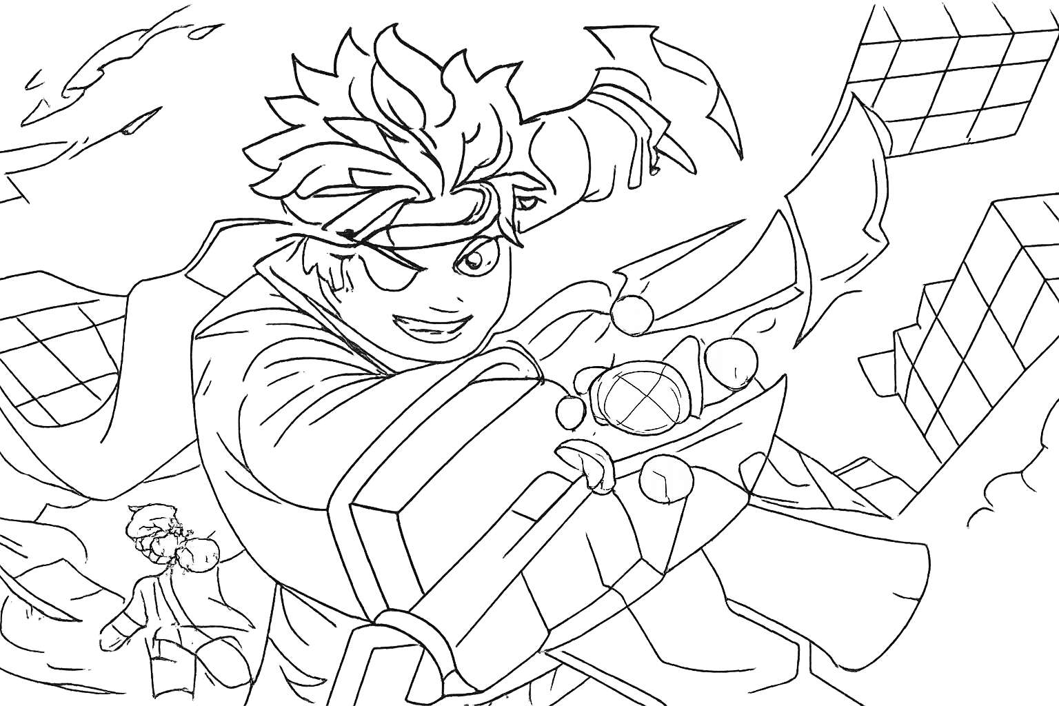 Blox fruits Roblox kleurplaat - zwart-wit lijntekening