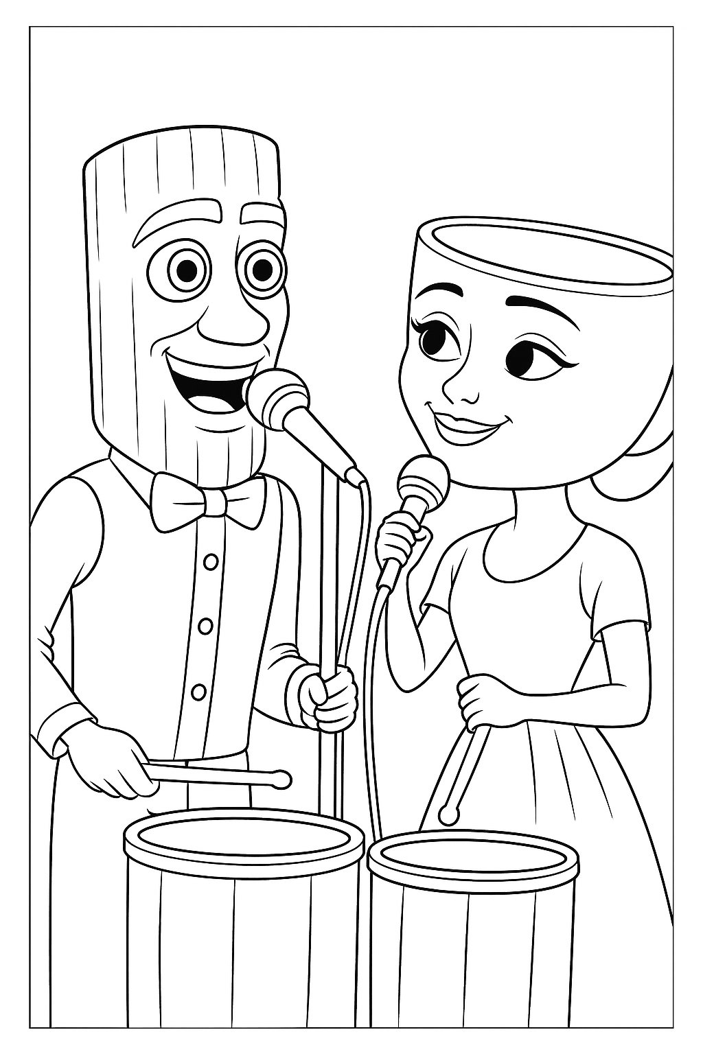 Tung Tung Tung Sahur Variant 3 coloring page for children