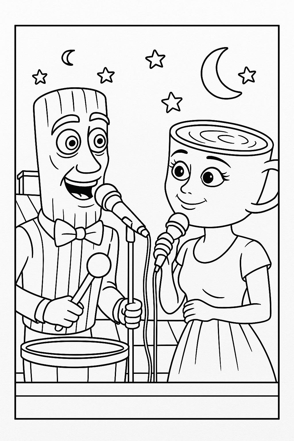 Tung Tung Tung Sahur Variant 4 coloring page for children