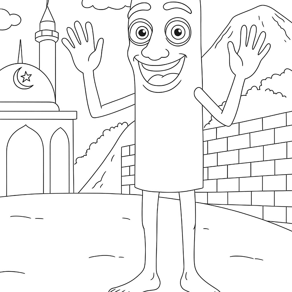 Tung Tung Tung Sahur Variant 2 coloring page for children