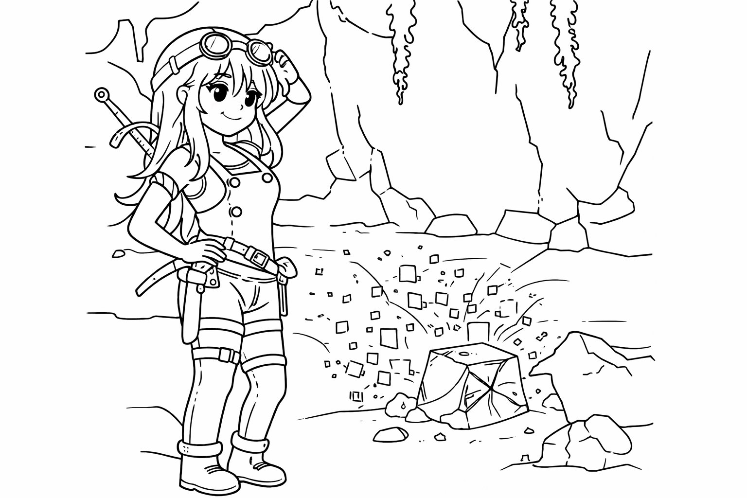 The Forge Roblox kleurplaat - zwart-wit lijntekening