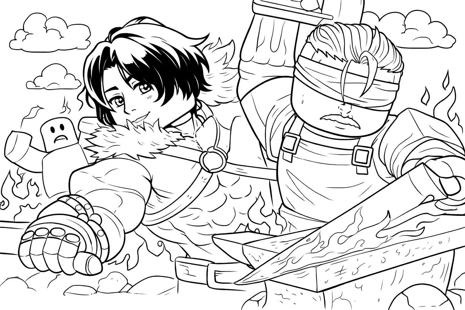 The Forge Roblox kleurplaat - zwart-wit lijntekening