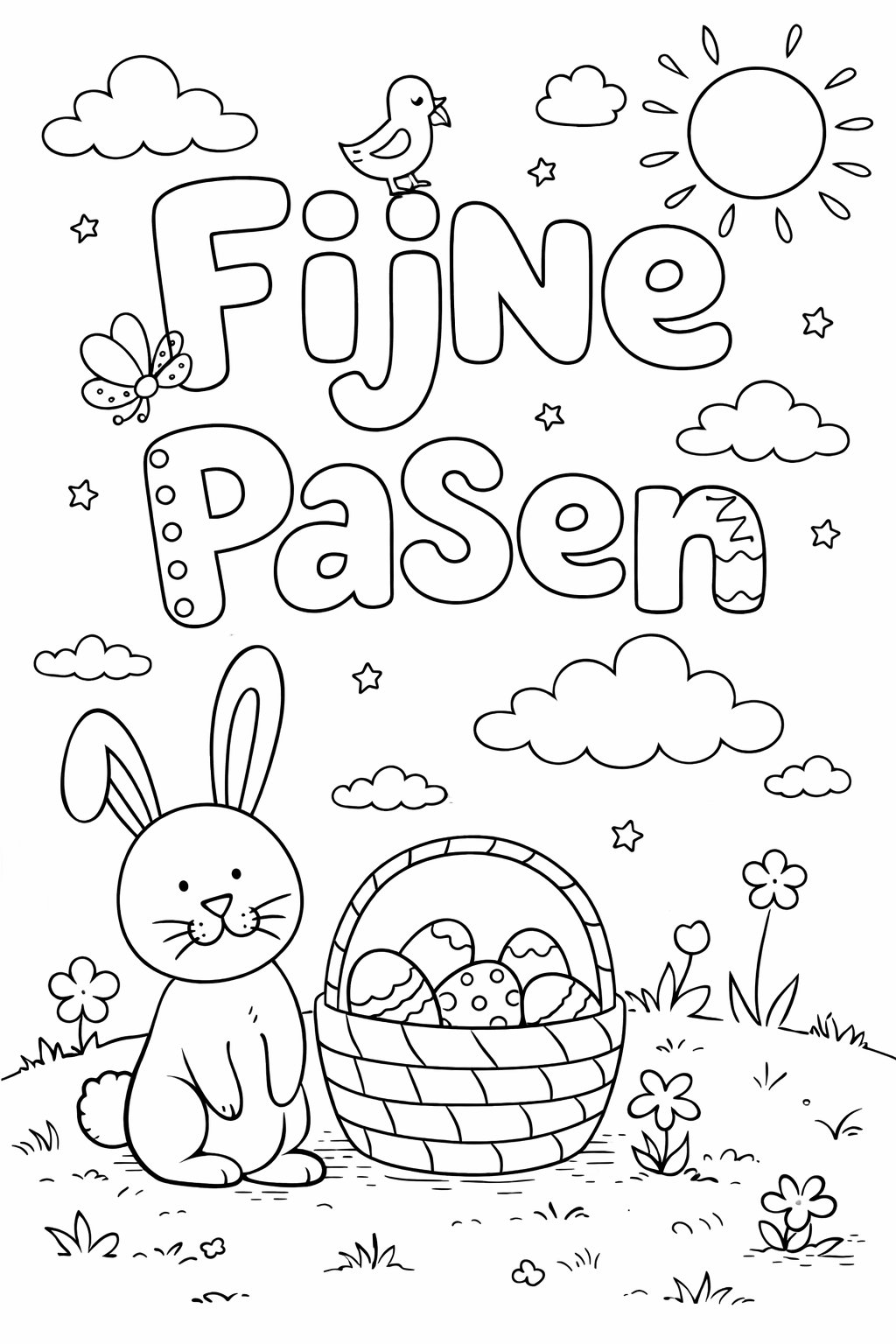 Fijne pasen coloring page line art