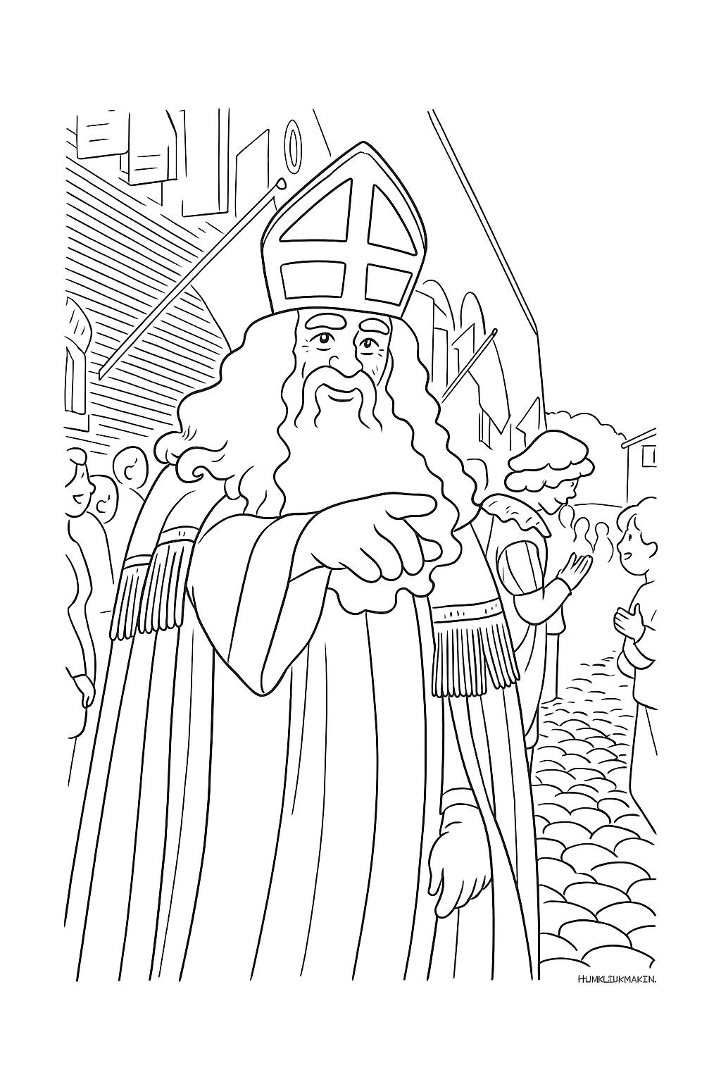 Sinterklaas Variant 3 coloring page for children