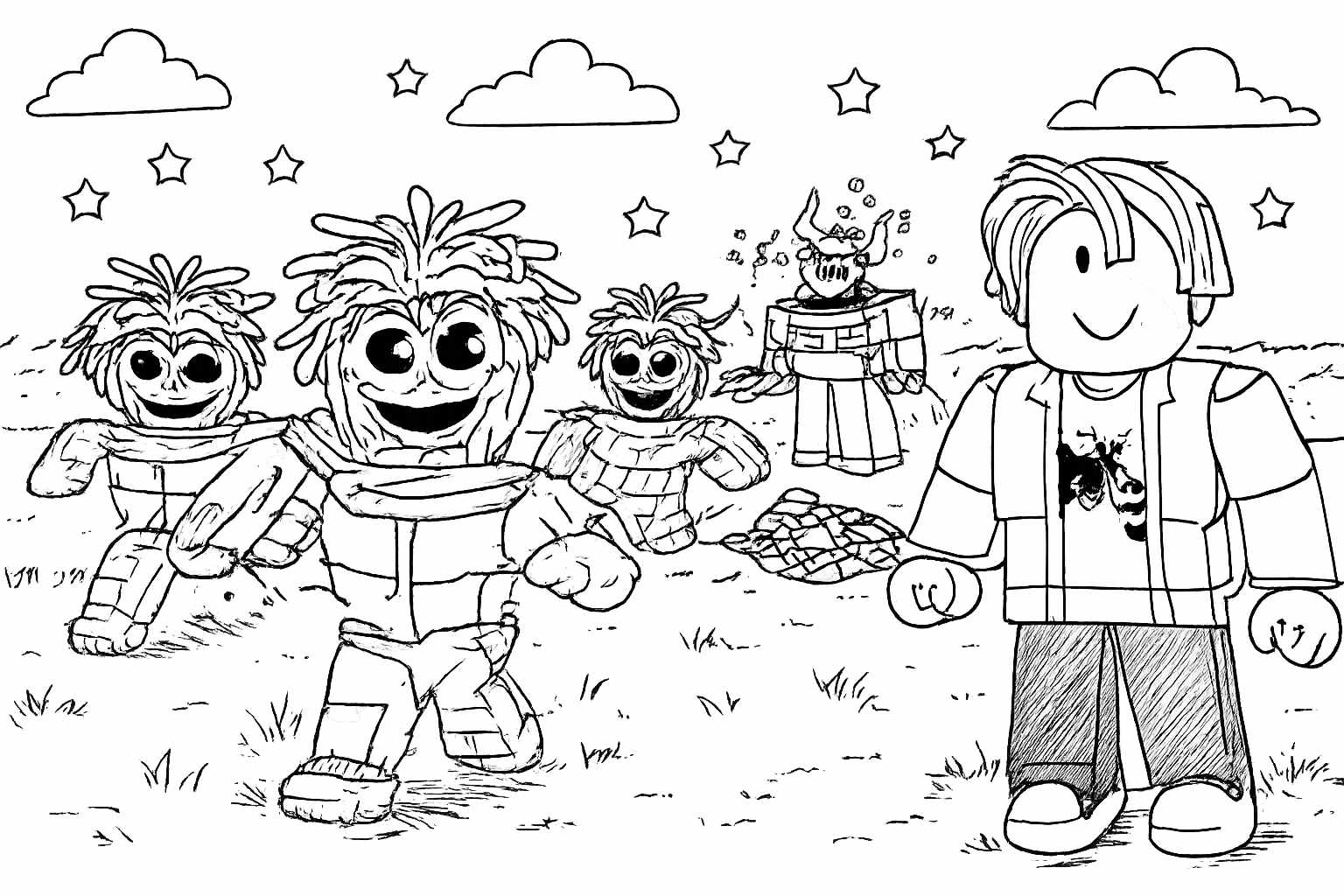 Coloriage Steal a Brainrot Roblox dessin au trait