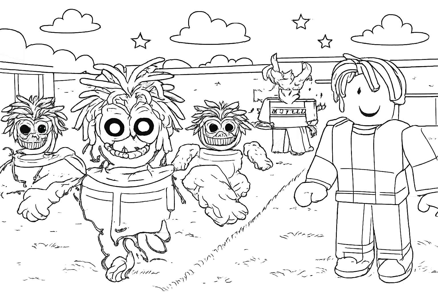 Coloriage Steal a Brainrot Roblox dessin au trait