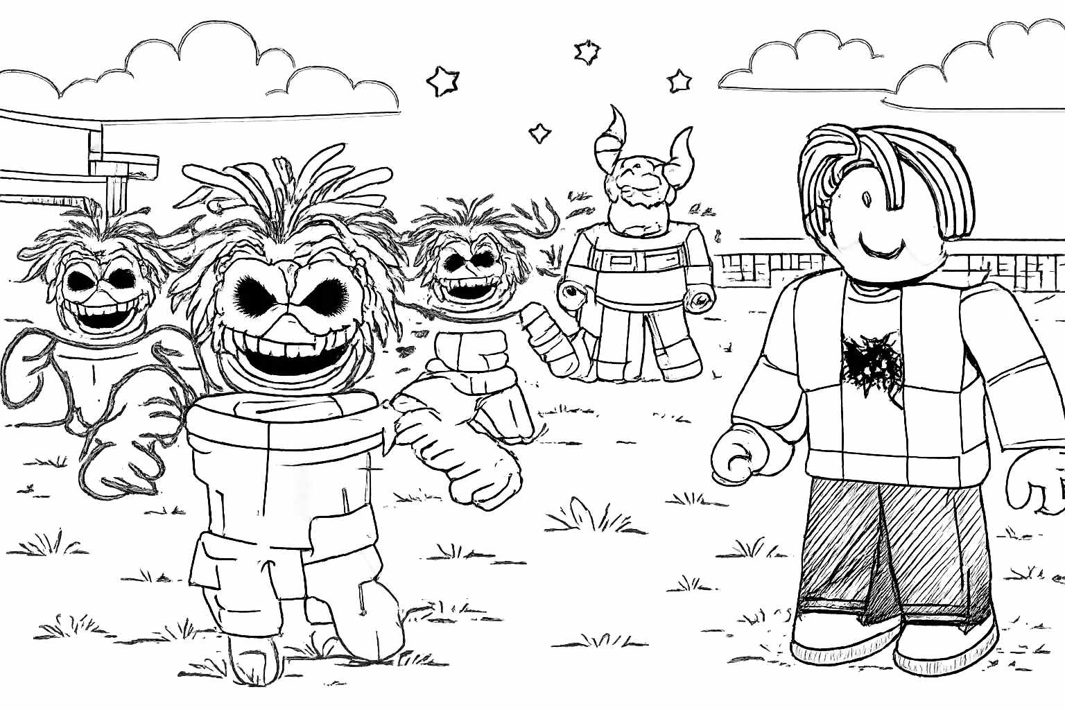 Steal a Brainrot Roblox coloring page line art