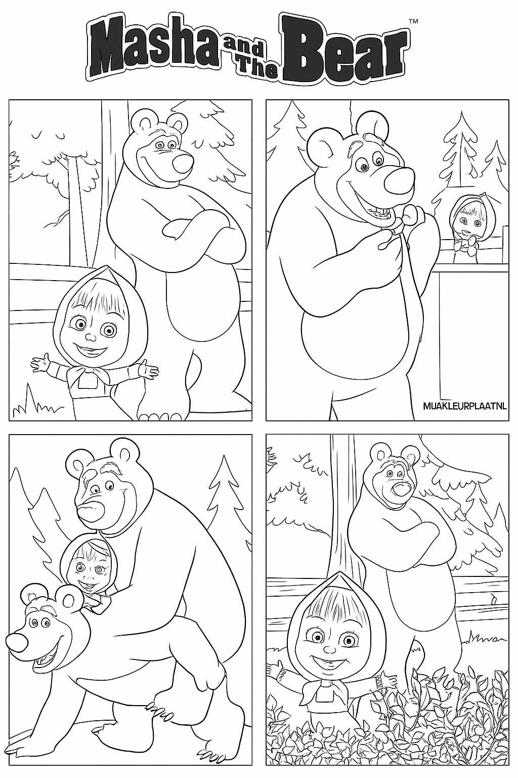 Masha En De Beer Variant 1 coloring page for children