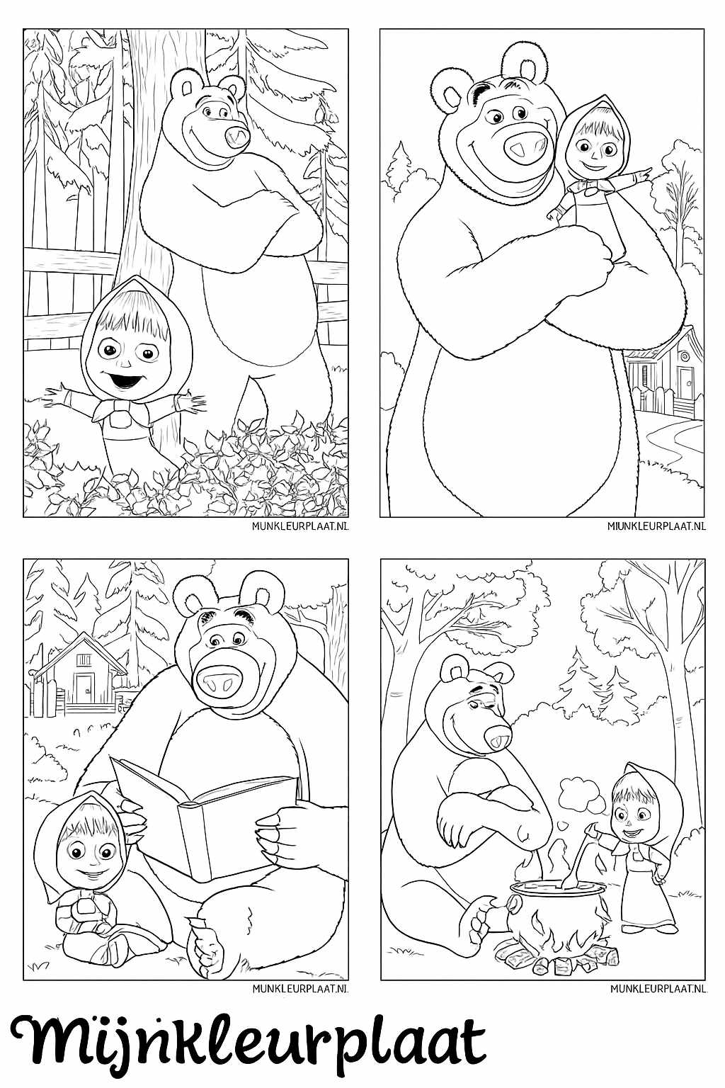 Masha En De Beer Variant 2 coloring page for children