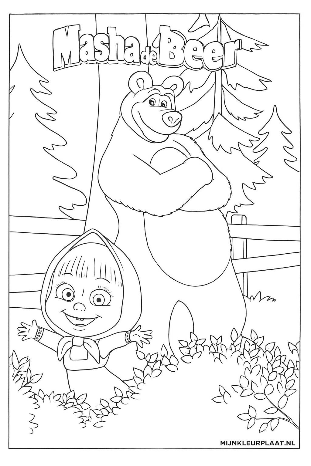 Masha En De Beer Variant 3 coloring page for children
