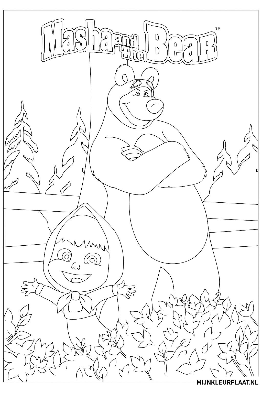 Masha En De Beer Variant 4 coloring page for children