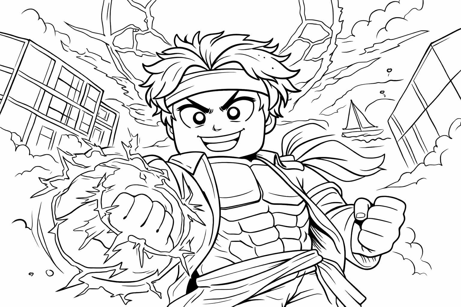 blox fruits roblox kleurplaat - zwart-wit lijntekening