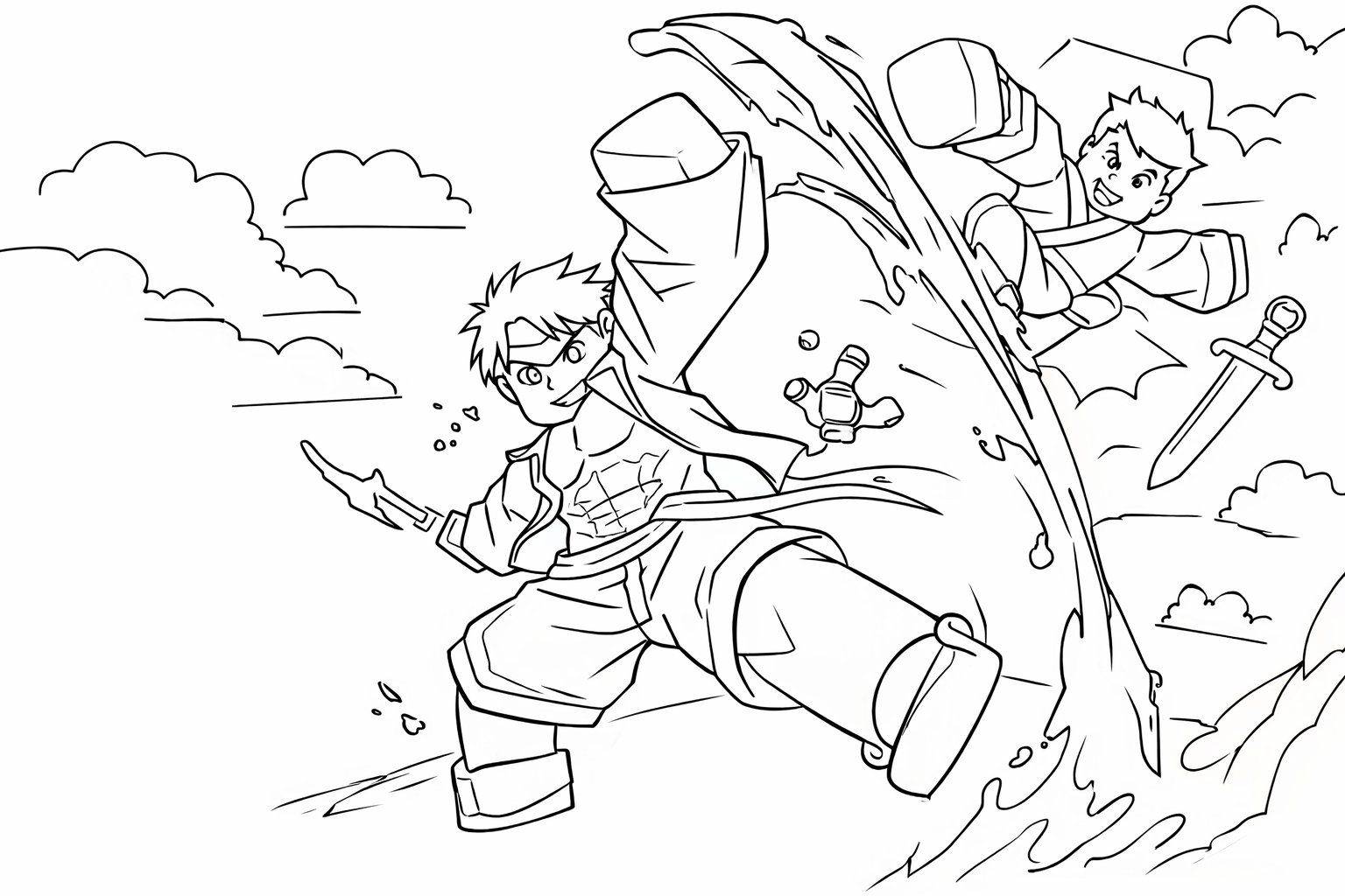 blox fruits roblox kleurplaat - zwart-wit lijntekening