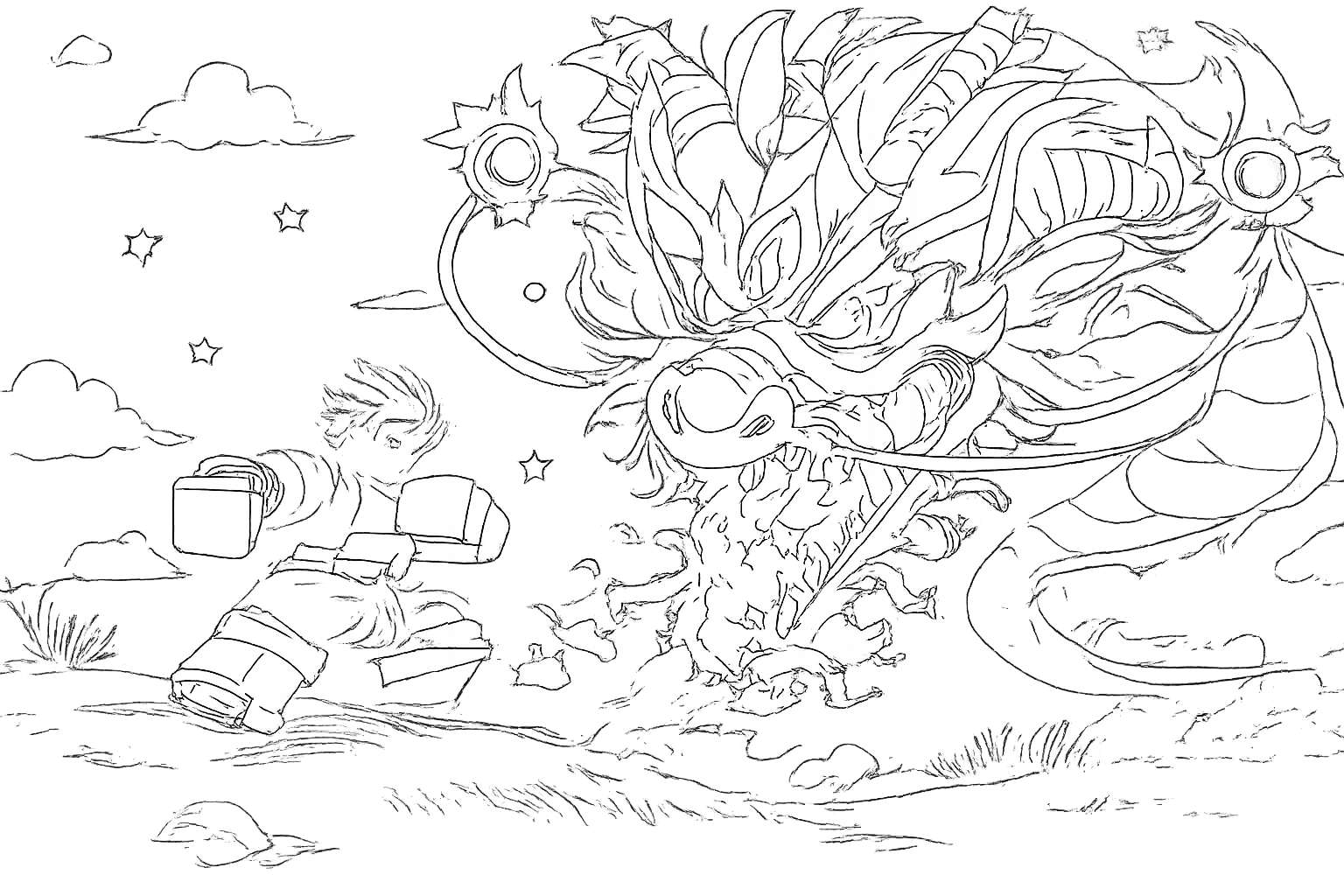 blox fruits roblox kleurplaat - zwart-wit lijntekening