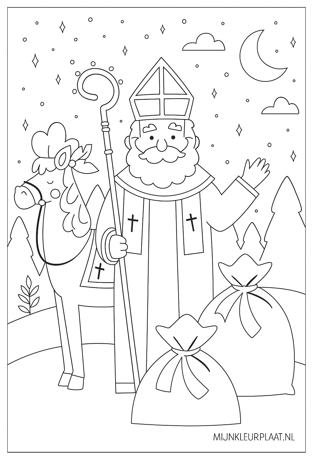 Sinterklaas Variant 1 coloring page for children