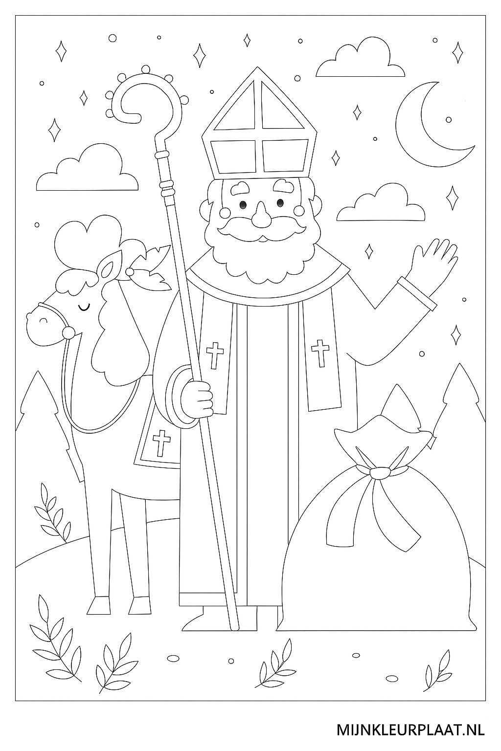 Sinterklaas Variant 3 coloring page for children