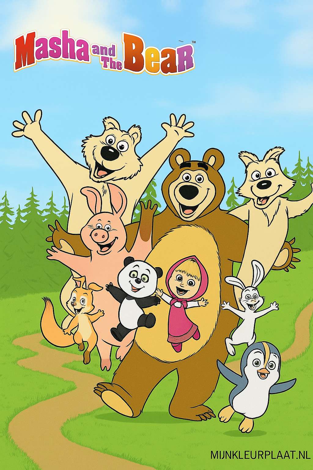 Masha En De Beer Variant 3 coloring page for children