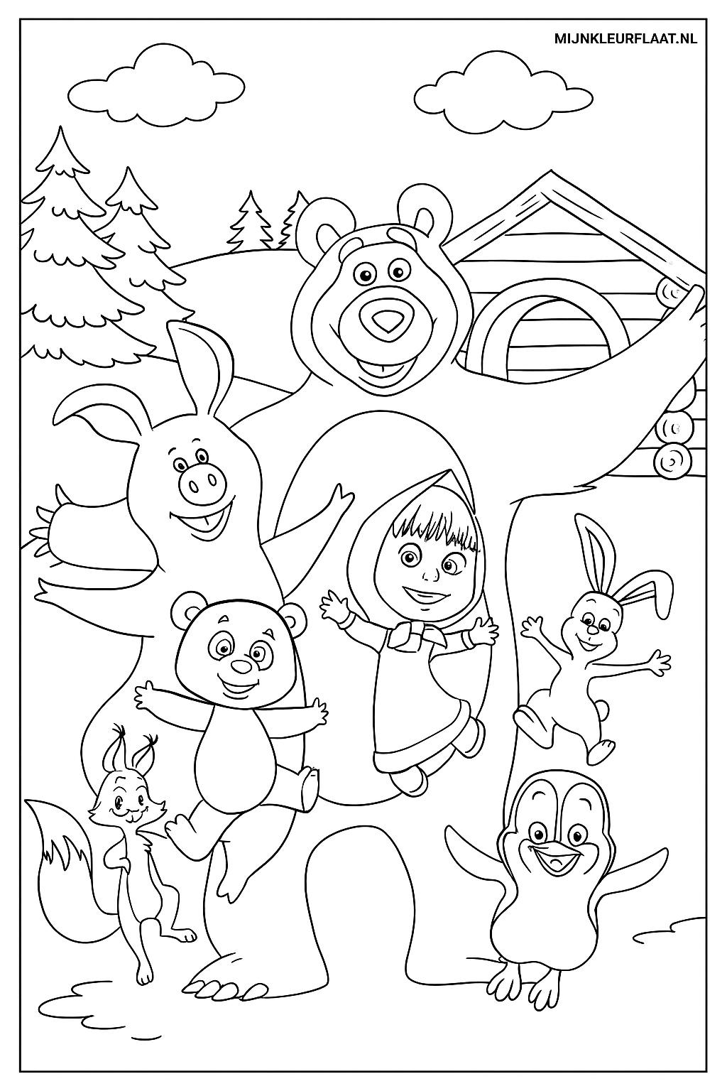 Masha En De Beer Variant 4 coloring page for children