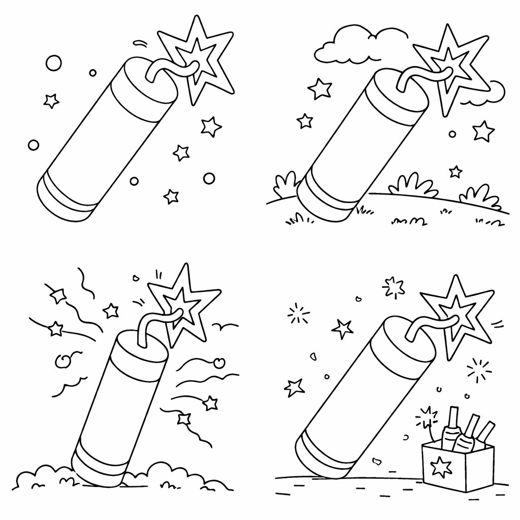 rotje vuurwerk coloring page line art