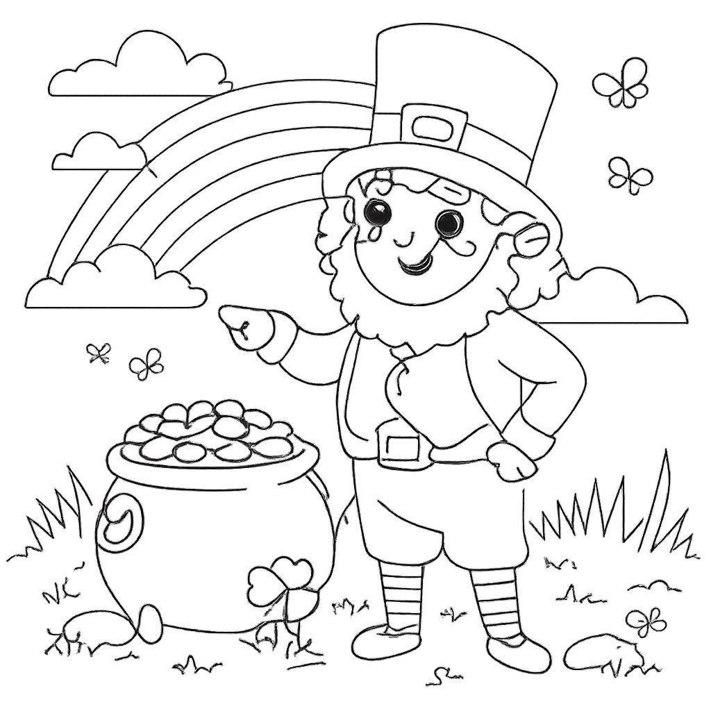 Dibujo para colorear leprechaun line art