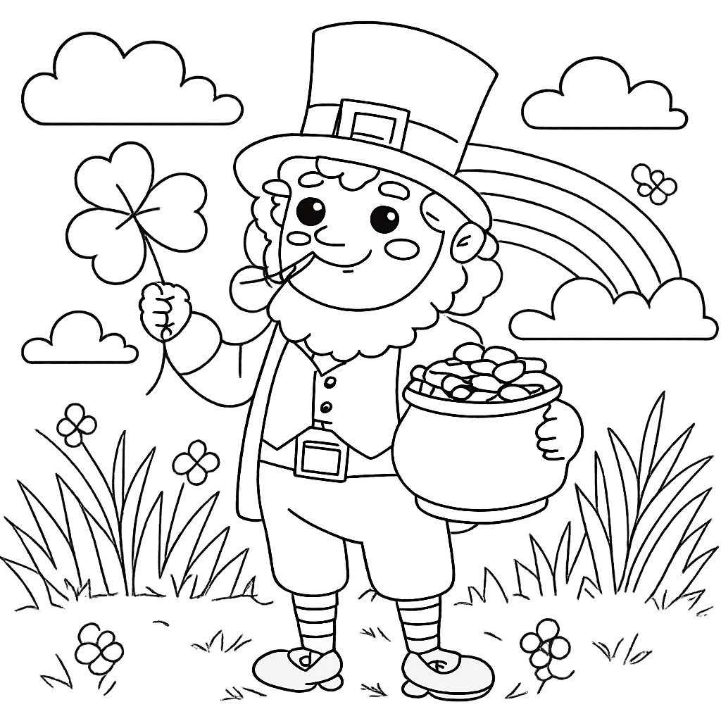Dibujo para colorear leprechaun line art