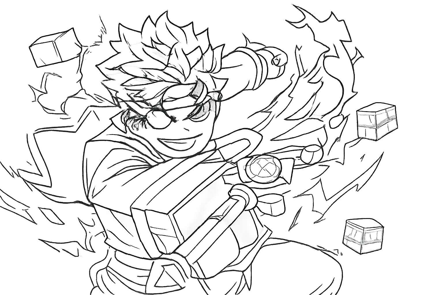 Blox fruits Roblox kleurplaat - zwart-wit lijntekening