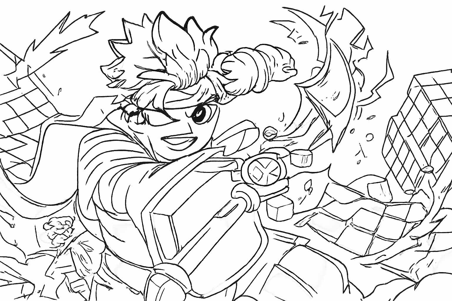 Blox fruits Roblox kleurplaat - zwart-wit lijntekening