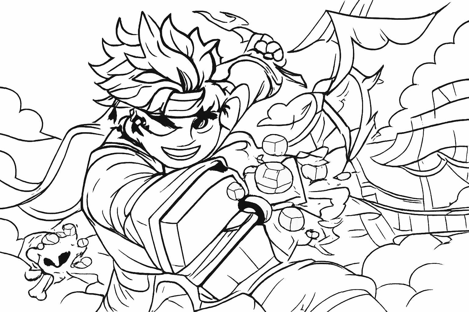 Blox fruits Roblox kleurplaat - zwart-wit lijntekening