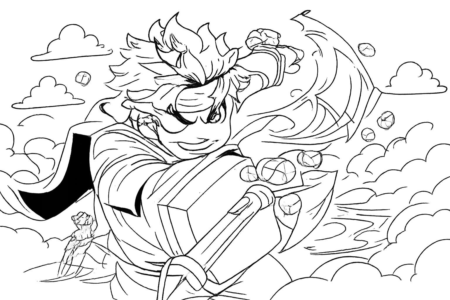 Blox fruits Roblox kleurplaat - zwart-wit lijntekening