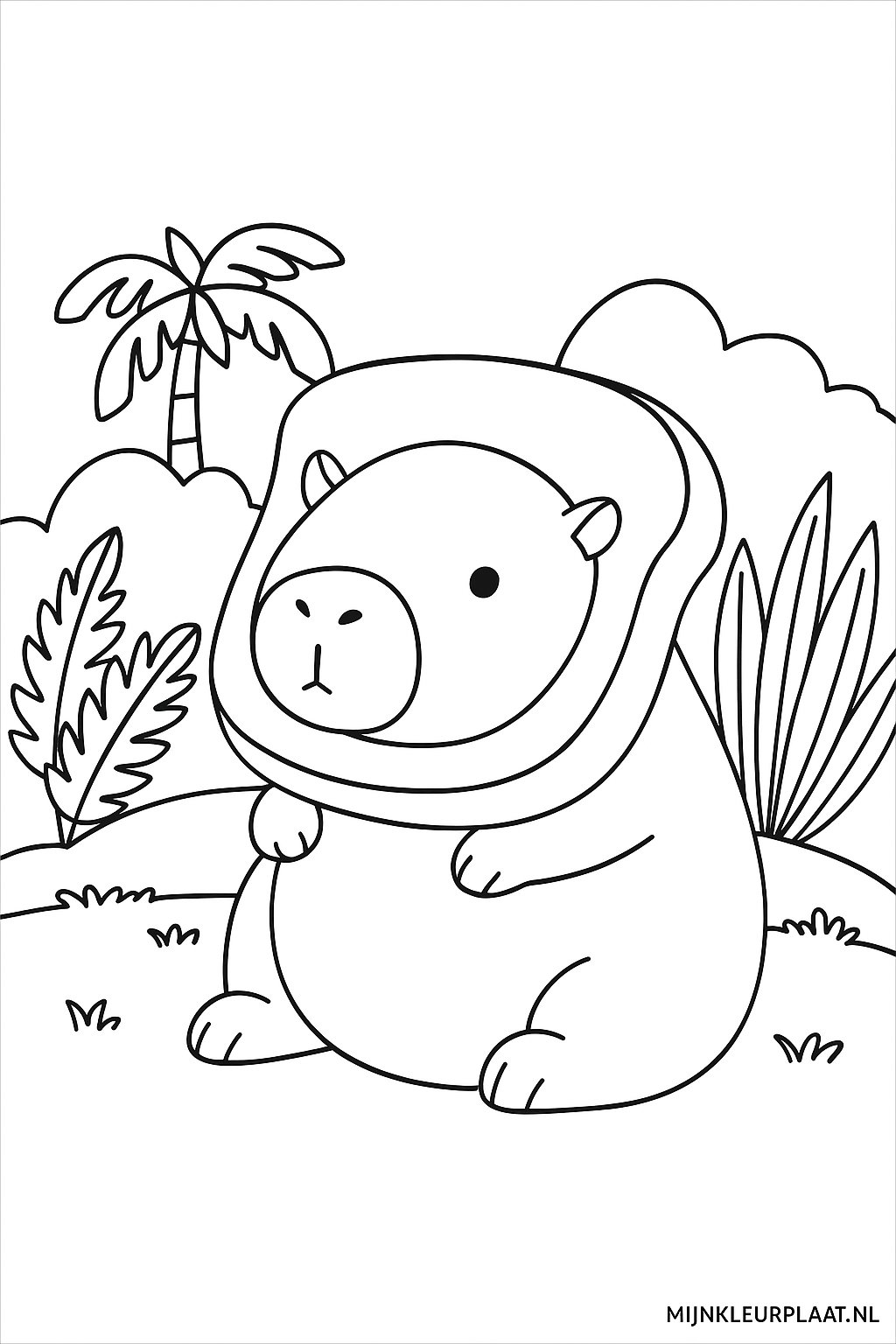 Feuille de coloriage gratuite Capybara - Variante 4 Feuille de coloriage pour enfants