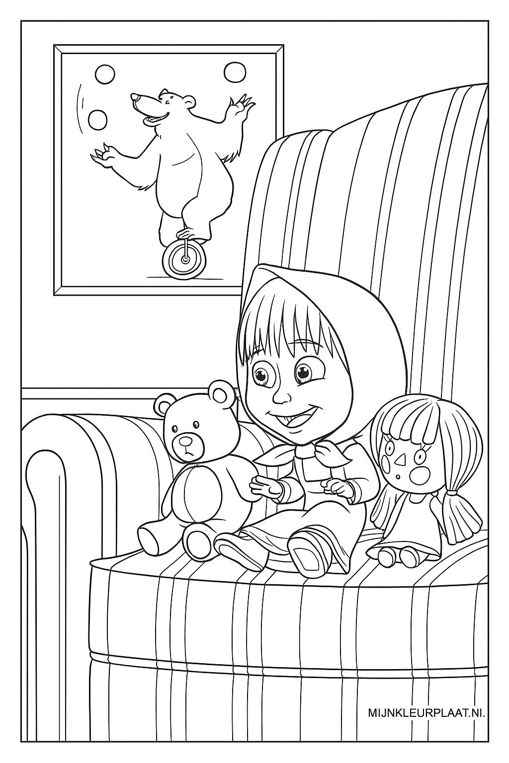 Masha En De Beer Variant 1 coloring page for children