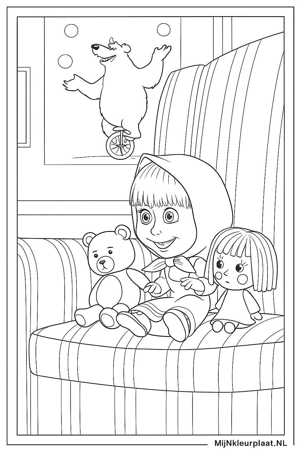 Masha En De Beer Variant 2 coloring page for children