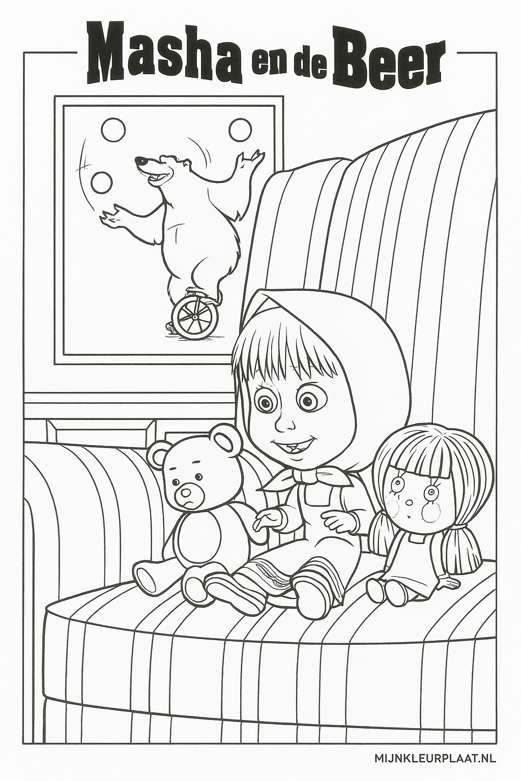 Masha En De Beer Variant 3 coloring page for children