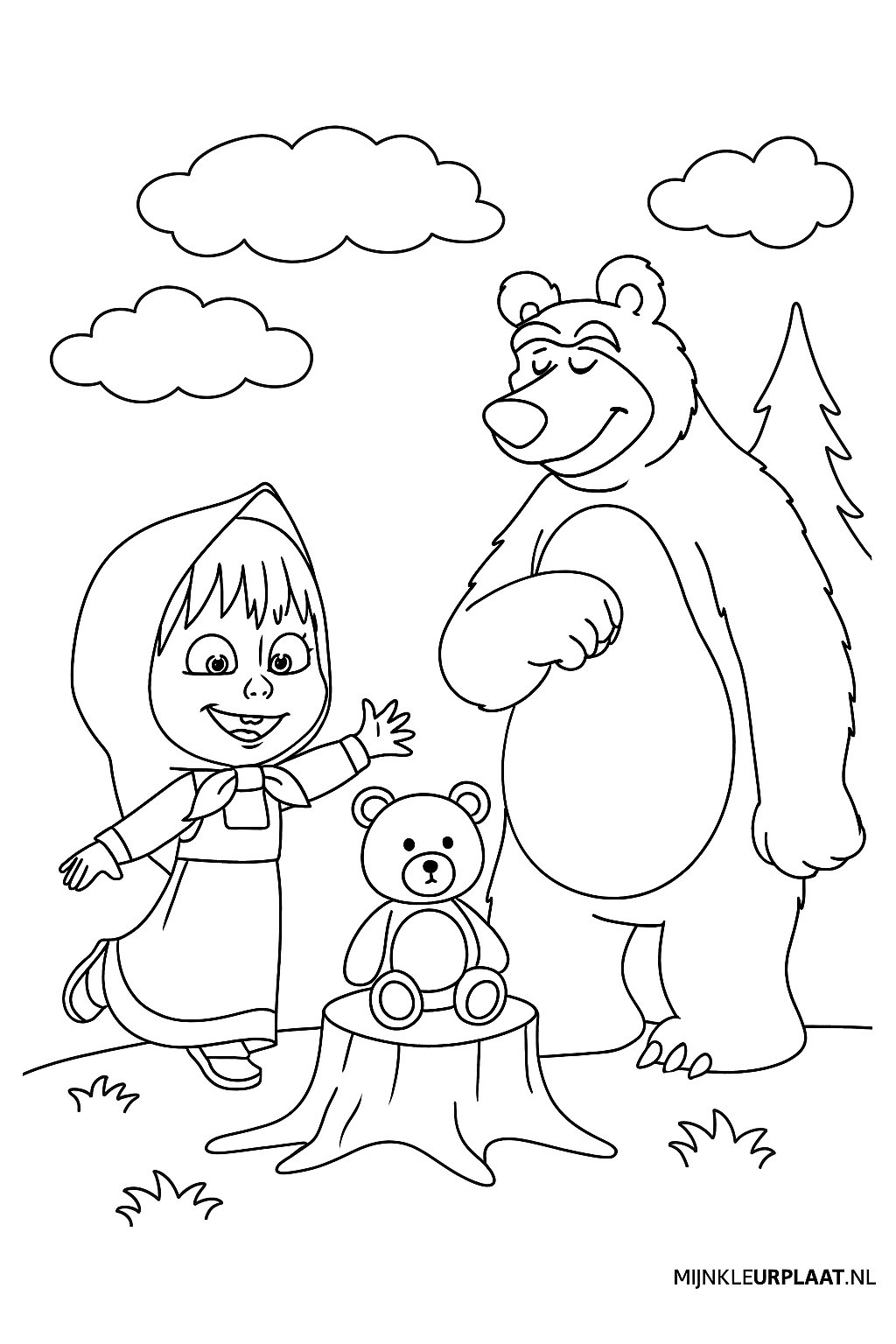 Masha En De Beer Variant 4 coloring page for children