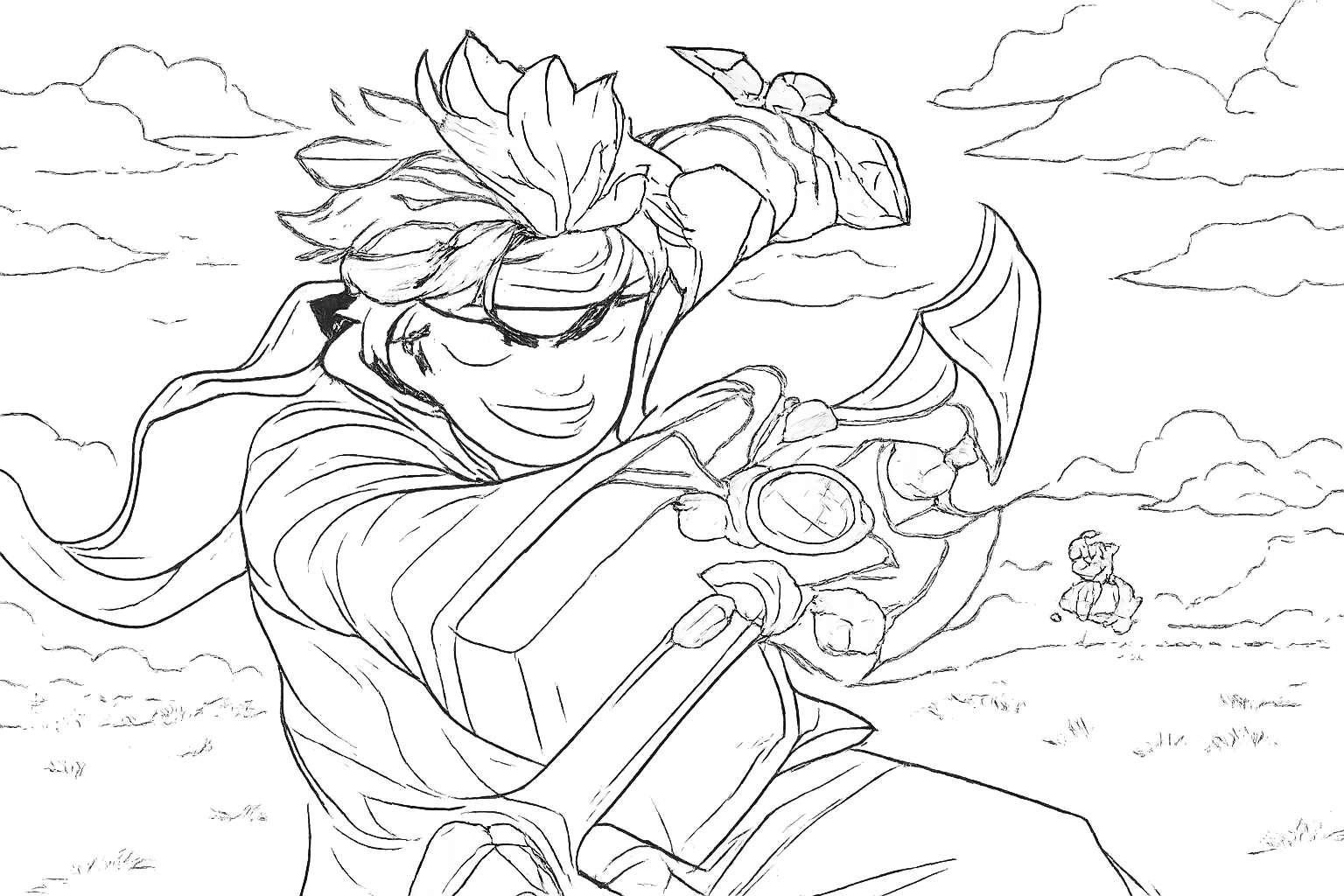 Blox fruits Roblox kleurplaat - zwart-wit lijntekening