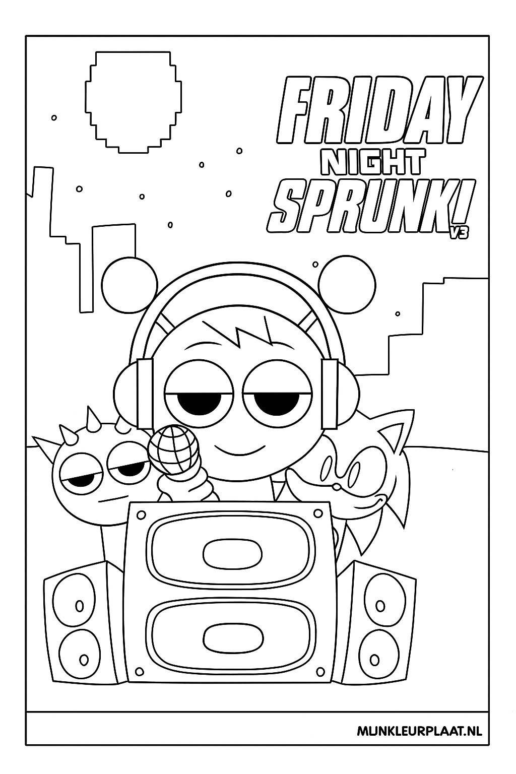 Sprunki Variant 1 coloring page for children