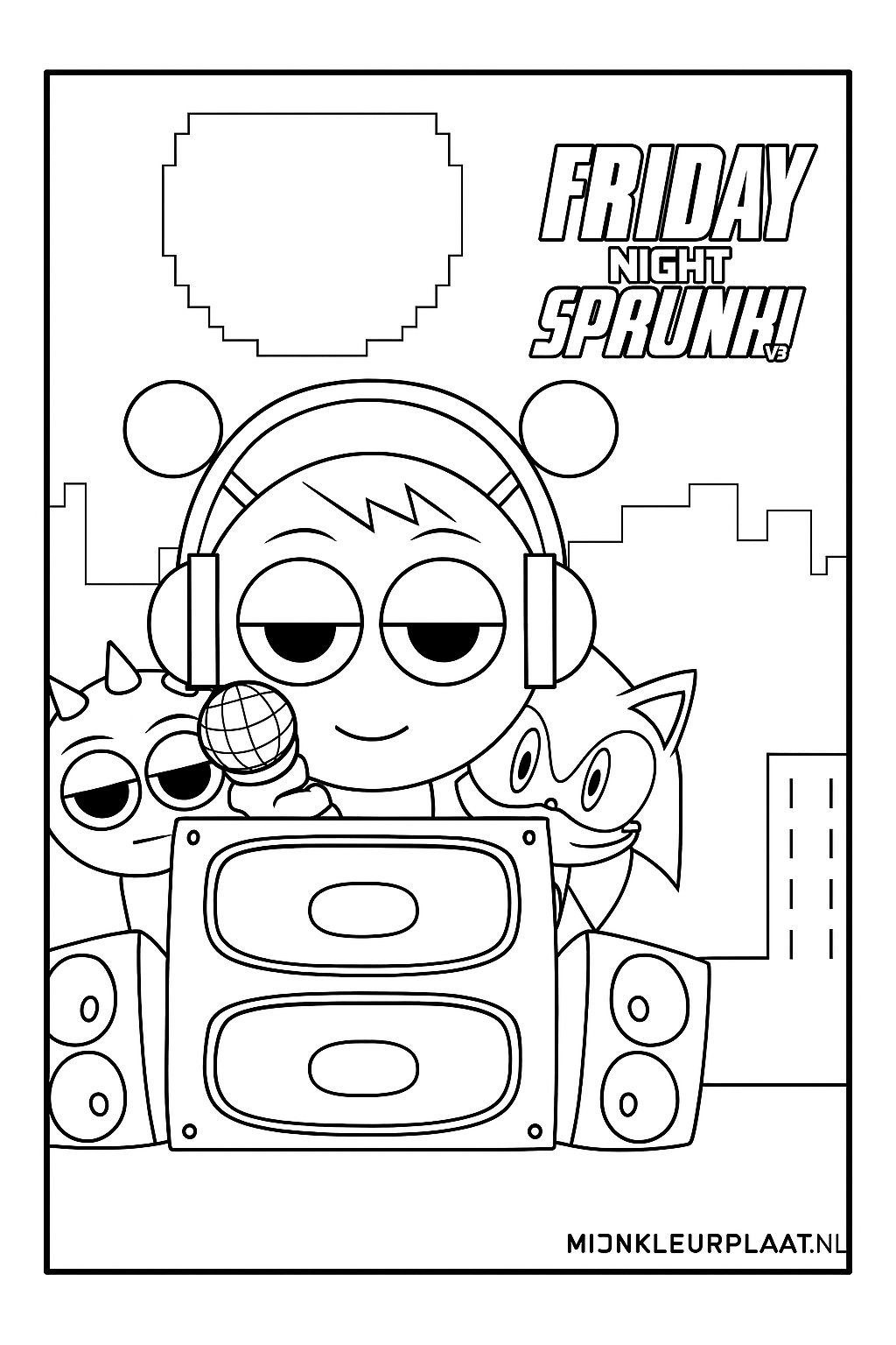 Sprunki Variant 2 coloring page for children