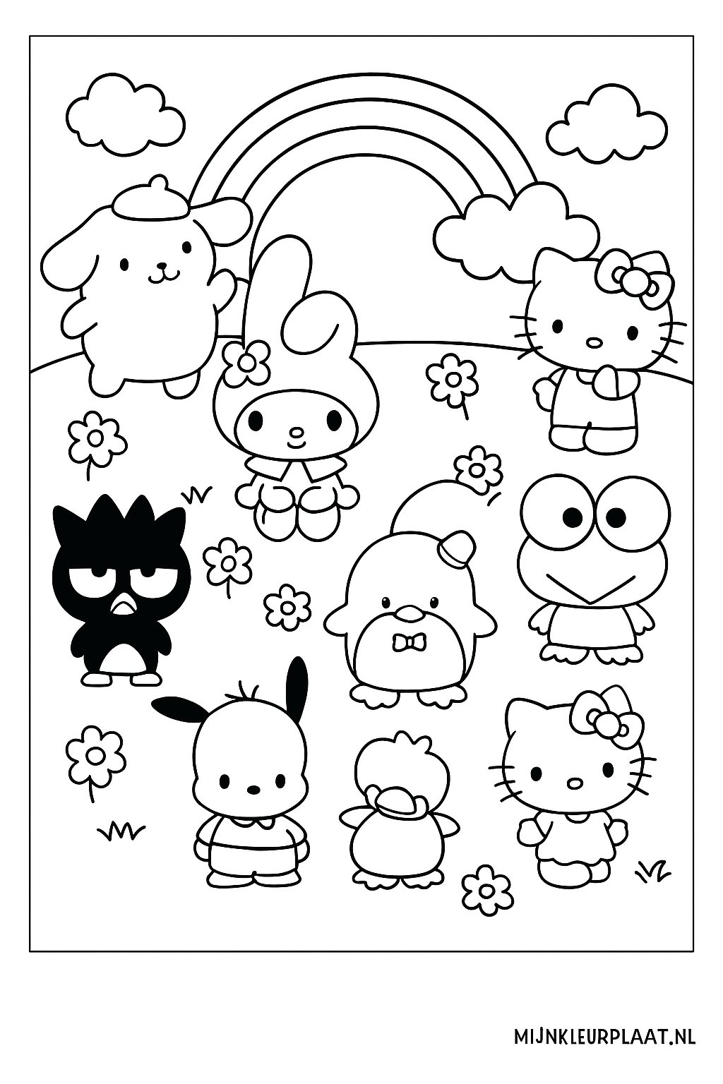 Feuille de coloriage Sanrio gratuite - Variante 3 Feuille de coloriage pour enfants