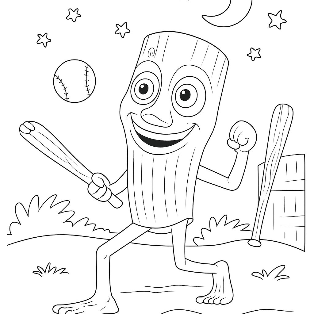 Tung Tung Tung Sahur Variant 2 coloring page for children