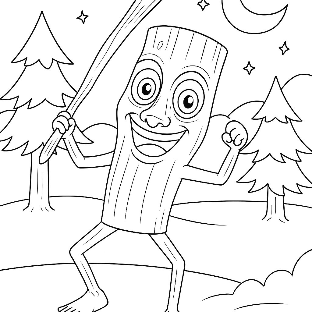 Tung Tung Tung Sahur Variant 3 coloring page for children
