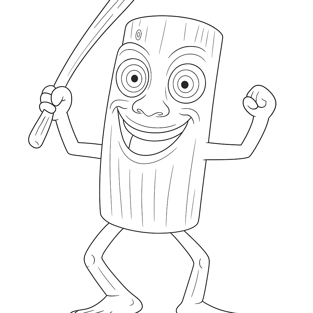 Tung Tung Tung Sahur Variant 4 coloring page for children