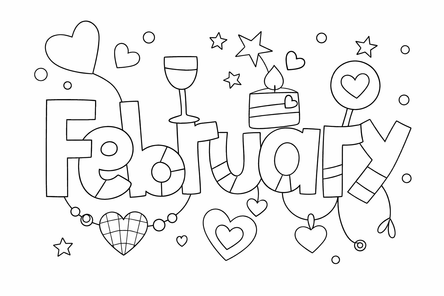 Coloriage Februari dessin au trait